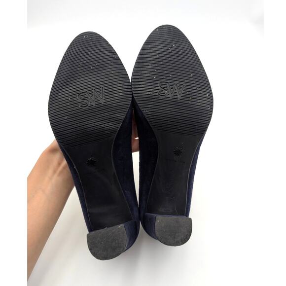 Stuart Weitzman Vida 75 Heel Pumps Women's Suede Blue Size US7.5B EU38 - Picture 8 of 9